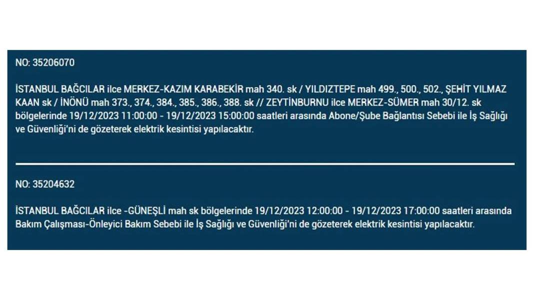 İstanbul'un bu ilçelerinde yaşayanlar dikkat: Elektrik kesintisi için hazır olun 10